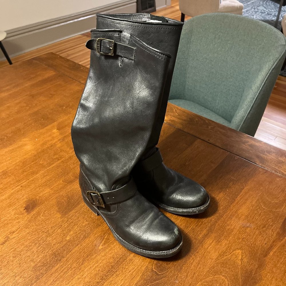 Frye biker rockabilly tall boots black 8.5M